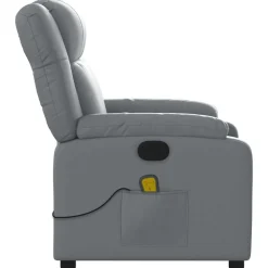 vidaXL Sillón de masaje reclinable cuero sintético Gris New