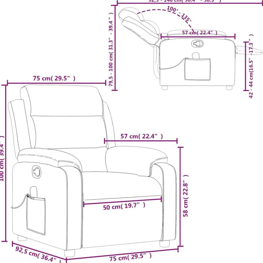 vidaXL Sillas-Sillón de masaje reclinable de terciopelo