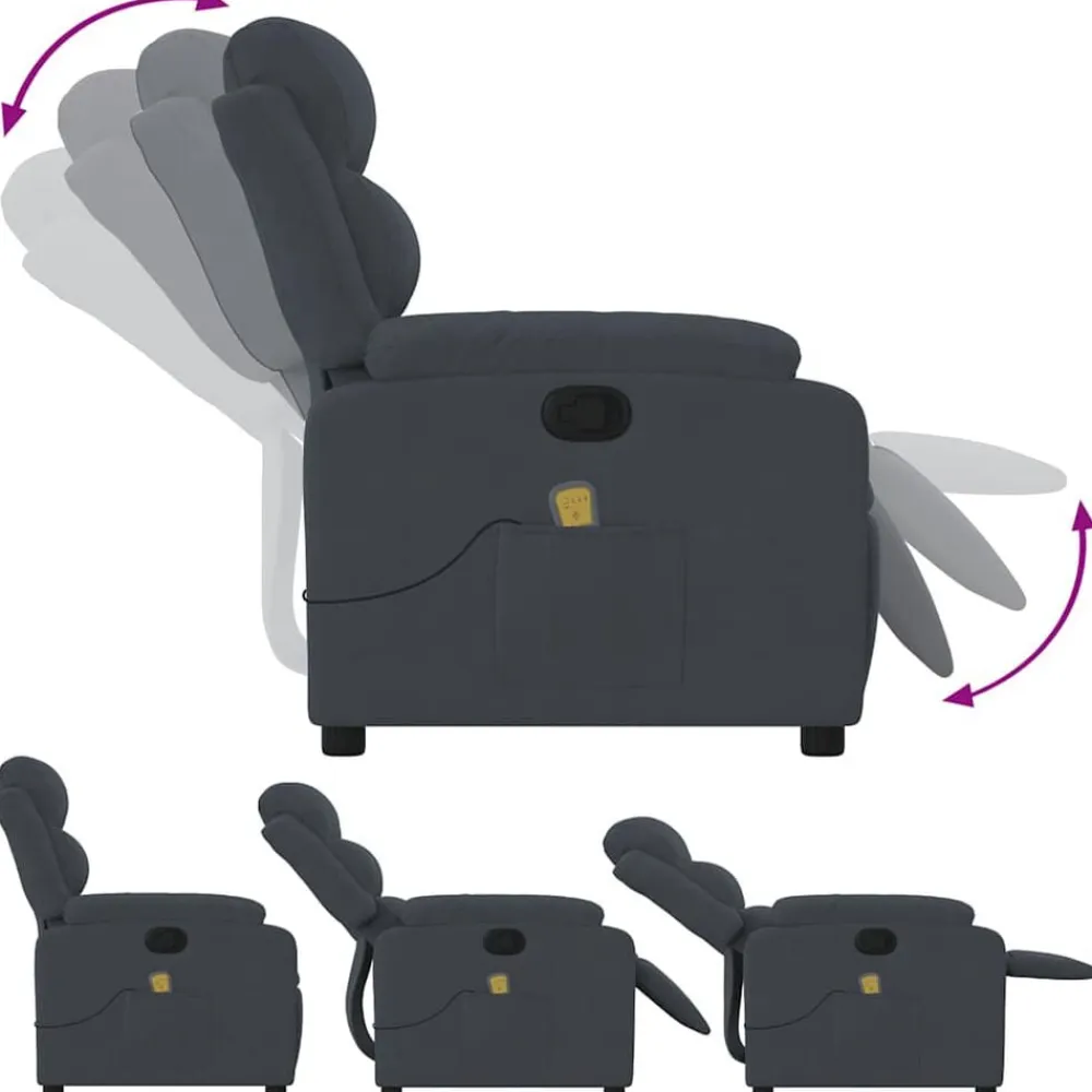 vidaXL Sillas-Sillón de masaje reclinable de terciopelo