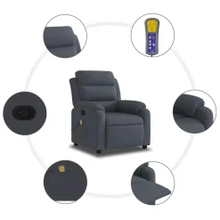 vidaXL Sillas-Sillón de masaje reclinable de terciopelo