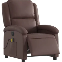 vidaXL Sillón de masaje reclinable eléctrico cuero sintético marrón Marr&oacute;n Outlet
