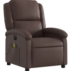 vidaXL Sillón de masaje reclinable eléctrico cuero sintético marrón Marr&oacute;n Outlet