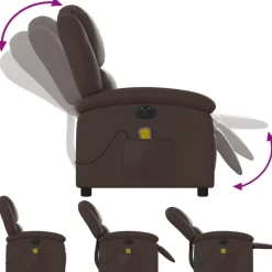 vidaXL Sillón de masaje reclinable eléctrico cuero sintético marrón Marr&oacute;n Outlet