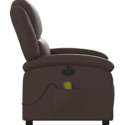 vidaXL Sillón de masaje reclinable eléctrico cuero sintético marrón Marr&oacute;n Outlet