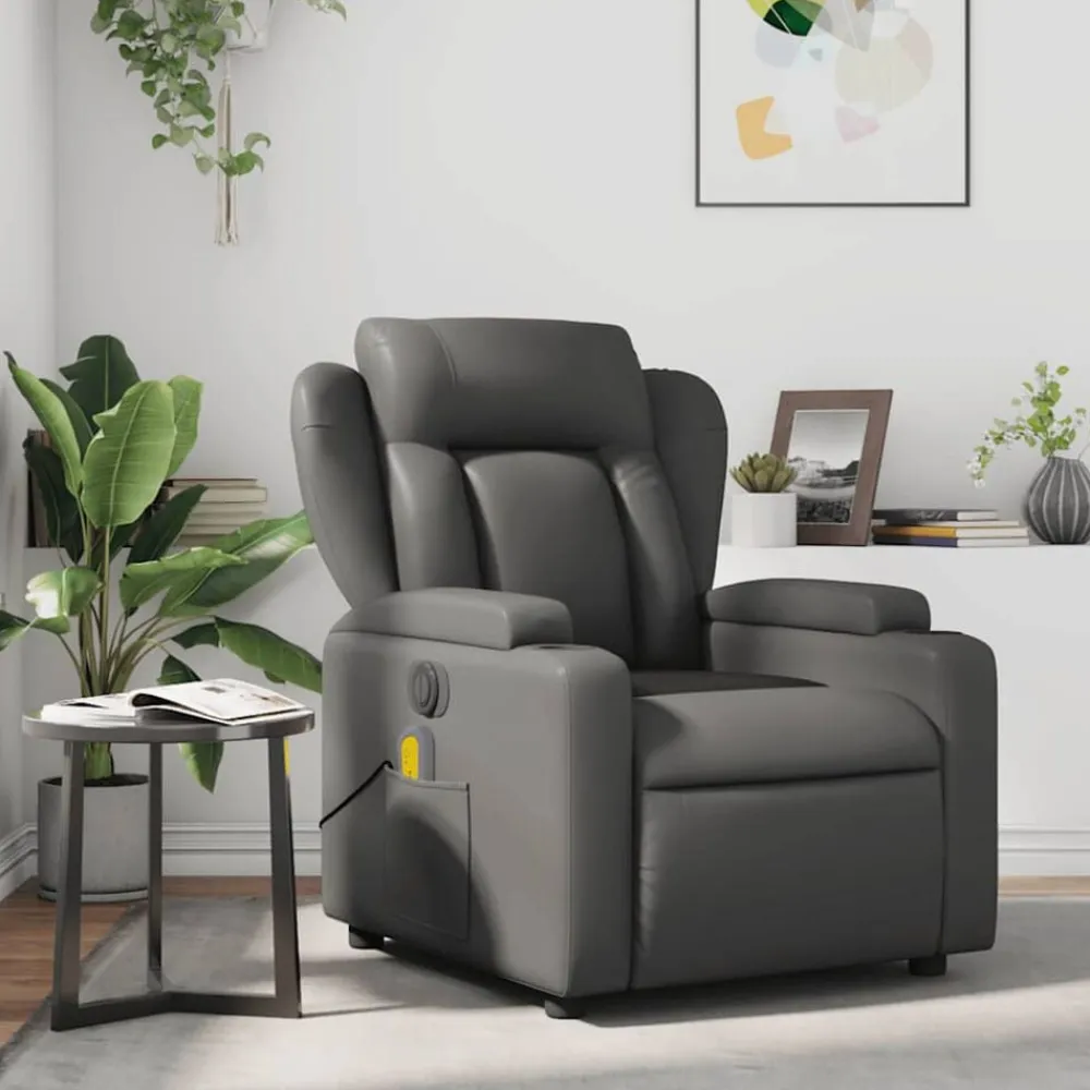 vidaXL Sillas-Sillón de masaje reclinable cuero sintético