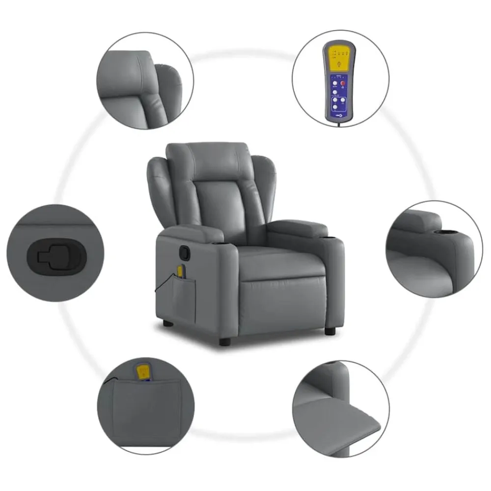 vidaXL Sillas-Sillón de masaje reclinable cuero sintético