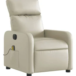vidaXL Sillón de masaje reclinable eléctrico cuero sintético Crema Online