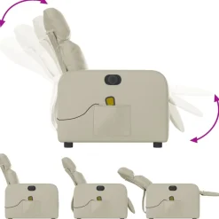 vidaXL Sillón de masaje reclinable eléctrico cuero sintético Crema Online