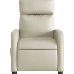 vidaXL Sillón de masaje reclinable eléctrico cuero sintético Crema Online