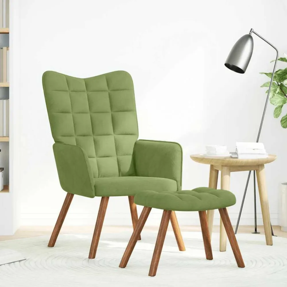 vidaXL Sillas-Sillón de relax con reposapiés terciopelo