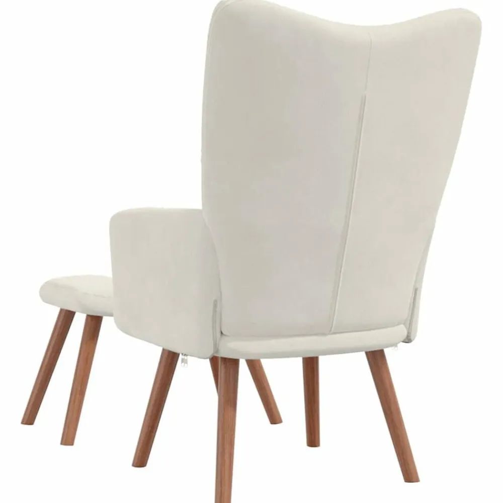 vidaXL Sillas-Sillón de relax con taburete terciopelo crema