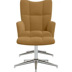 vidaXL Sillas-Sillón de relax con taburete terciopelo marrón