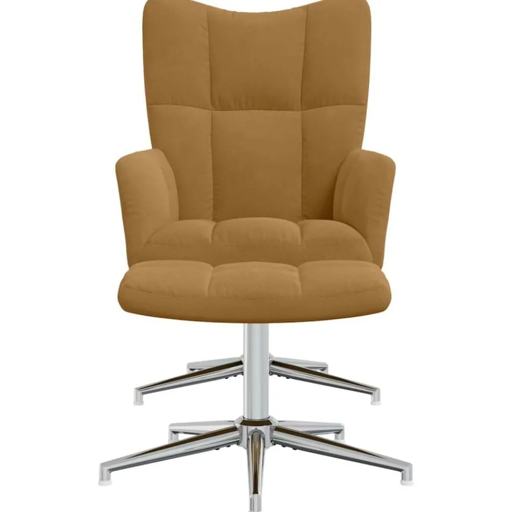 vidaXL Sillas-Sillón de relax con taburete terciopelo marrón