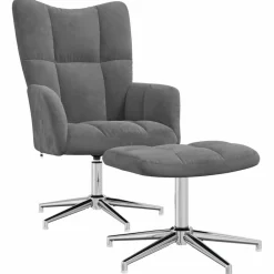 vidaXL Sillón de relax con taburete terciopelo Gris oscuro Hot