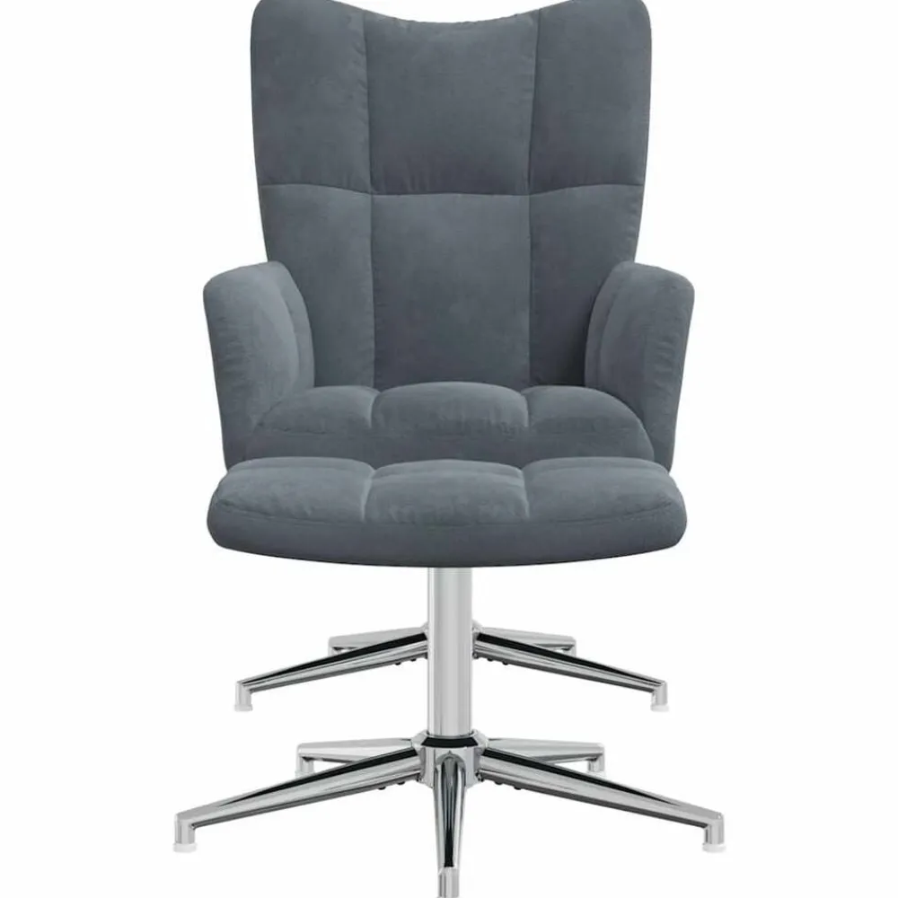 vidaXL Sillón de relax con taburete terciopelo Gris oscuro Hot