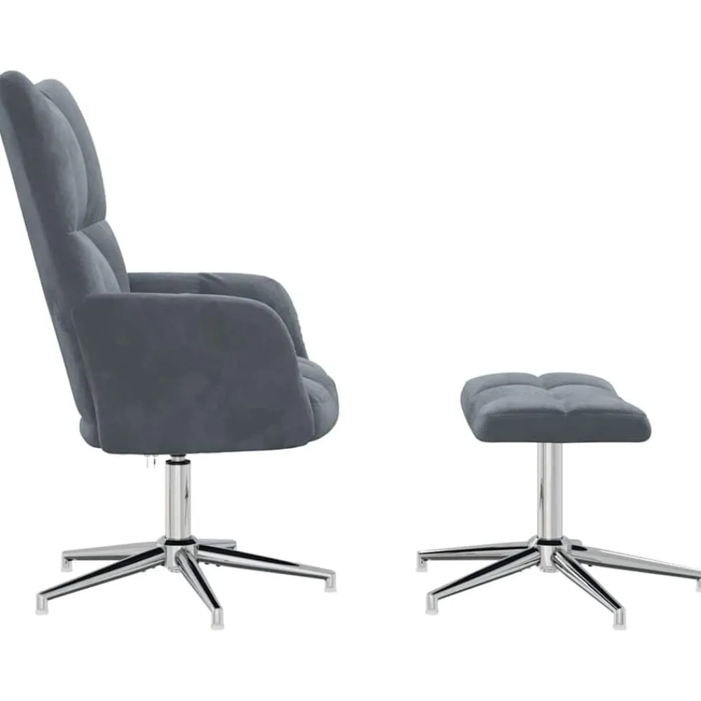 vidaXL Sillón de relax con taburete terciopelo Gris oscuro Hot