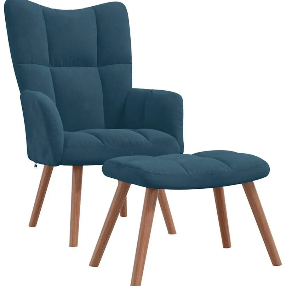 vidaXL Sillas-Sillón de relax con taburete terciopelo