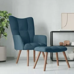 vidaXL Sillas-Sillón de relax con taburete terciopelo