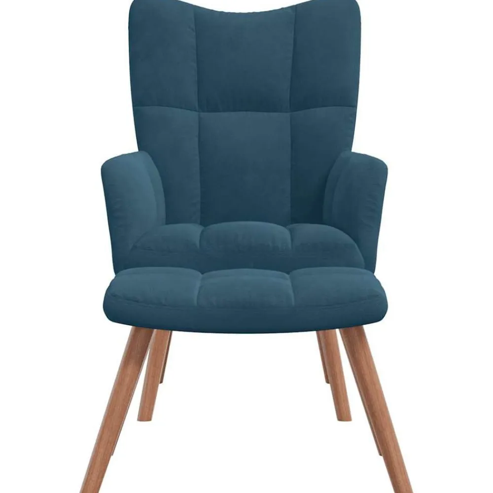 vidaXL Sillas-Sillón de relax con taburete terciopelo