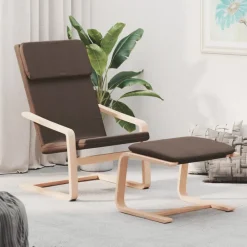 vidaXL Sillón de relax con taburete tela marrón oscuro Marr&oacute;n Outlet