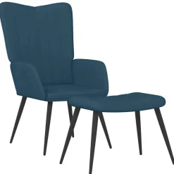 vidaXL Sillón de relax con taburete terciopelo Azul Online
