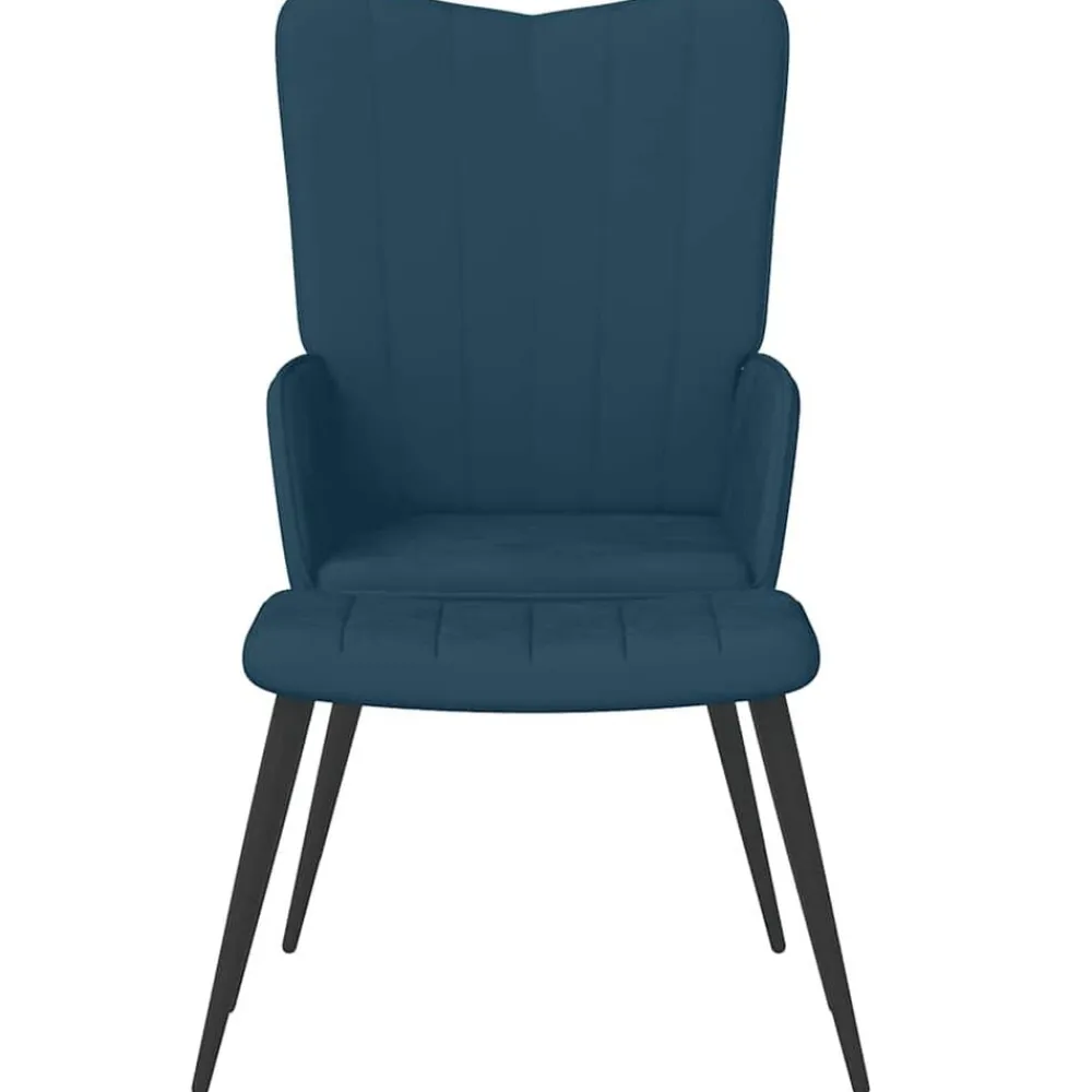 vidaXL Sillón de relax con taburete terciopelo Azul Online