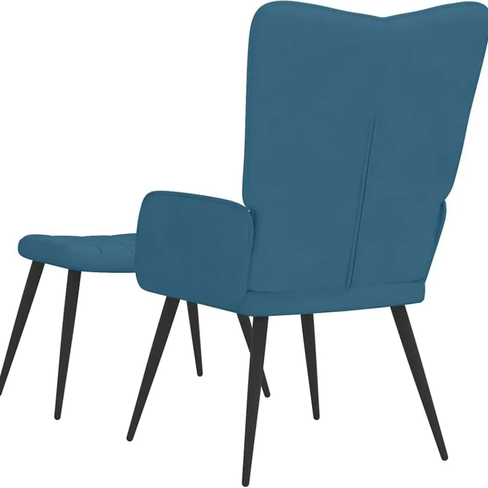 vidaXL Sillón de relax con taburete terciopelo Azul Online