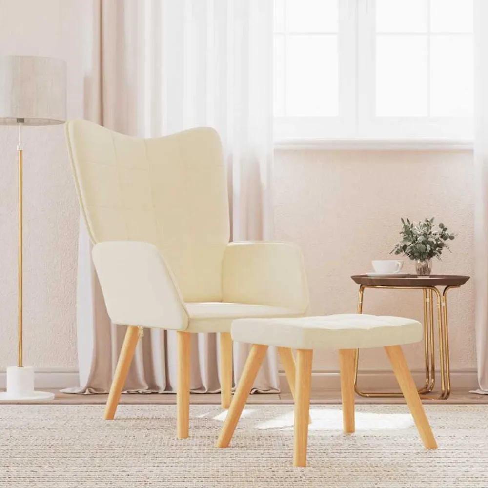 vidaXL Sillas-Sillón de relax con reposapiés de tela color
