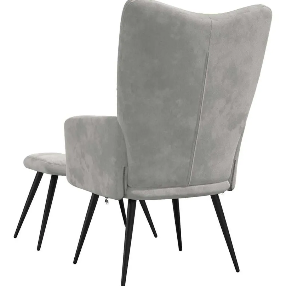 vidaXL Sillón de relax con taburete de terciopelo Gris claro Discount