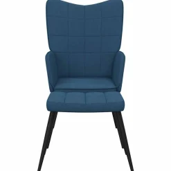 vidaXL Sillón de relax con reposapiés tela Azul New