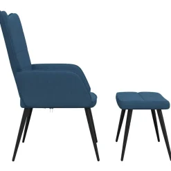 vidaXL Sillón de relax con reposapiés tela Azul New