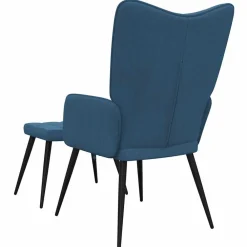 vidaXL Sillón de relax con reposapiés tela Azul New