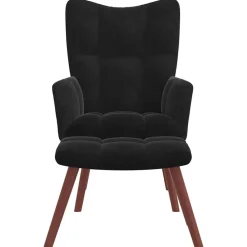 vidaXL Sillón de relax con taburete terciopelo Negro Hot