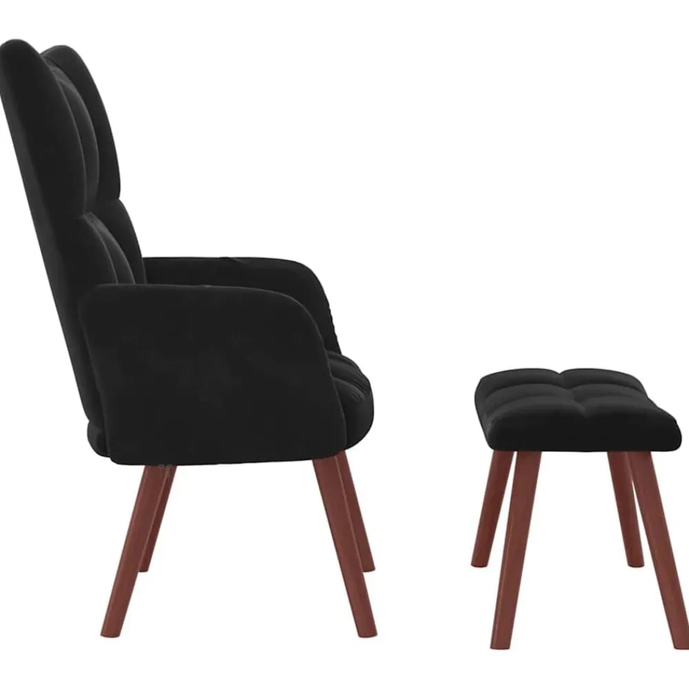 vidaXL Sillón de relax con taburete terciopelo Negro Hot