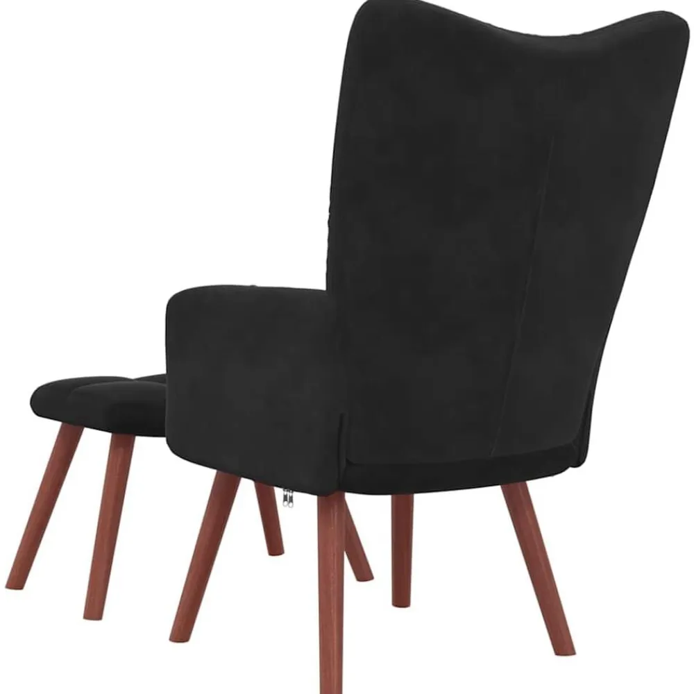 vidaXL Sillón de relax con taburete terciopelo Negro Hot