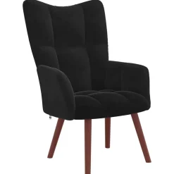 vidaXL Sillón de relax con taburete terciopelo Negro Hot