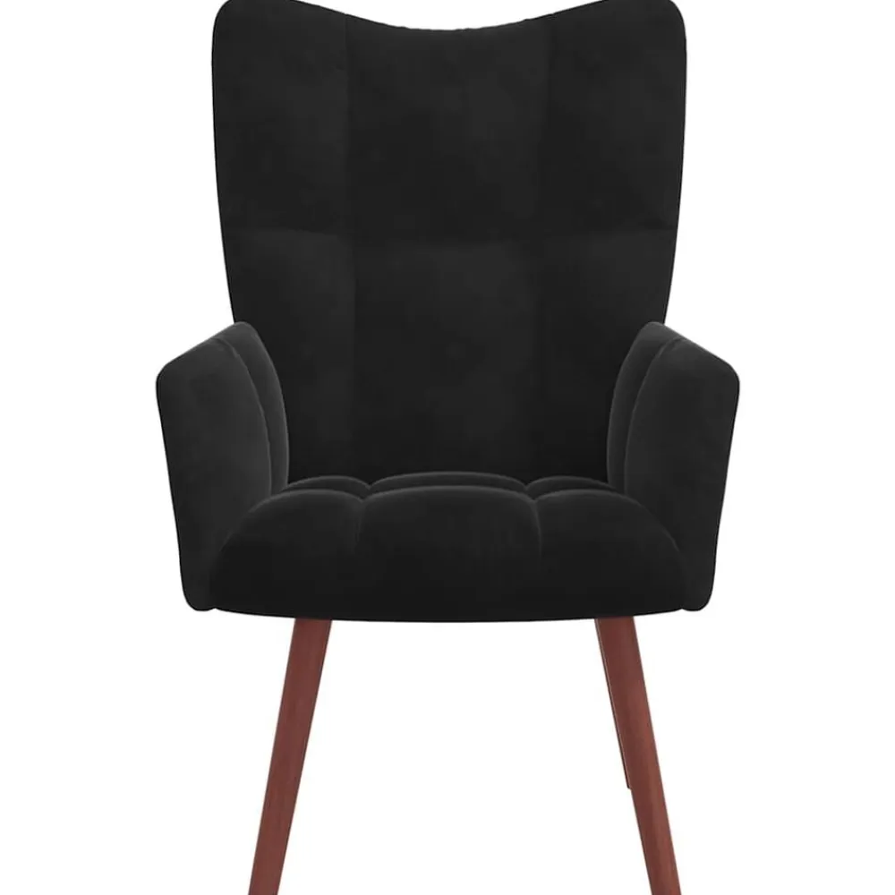 vidaXL Sillón de relax con taburete terciopelo Negro Hot