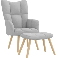 vidaXL Sillón de relax con reposapiés tela Gris nube Discount