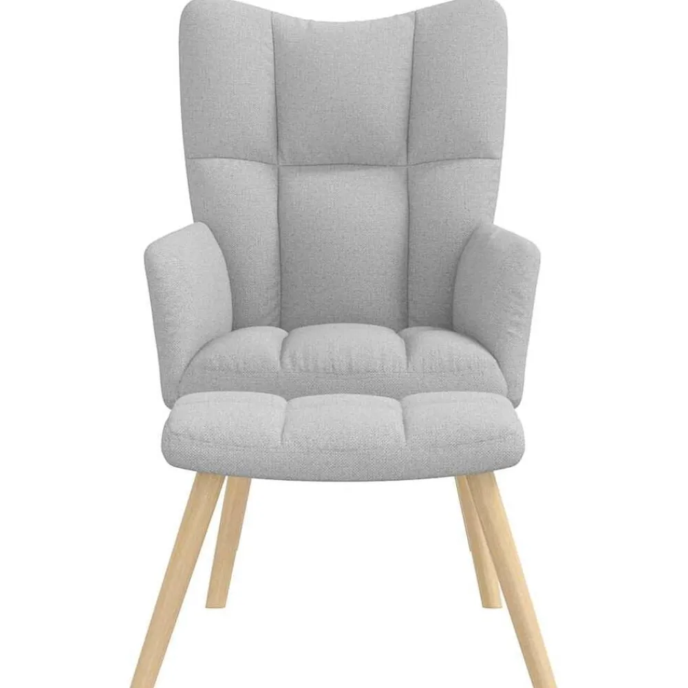 vidaXL Sillón de relax con reposapiés tela Gris nube Discount