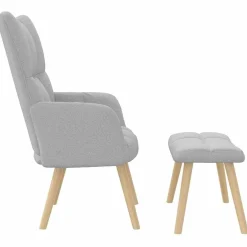 vidaXL Sillón de relax con reposapiés tela Gris nube Discount