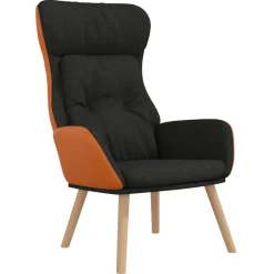 vidaXL Sillón de relax de tela y PVC Negro Sale