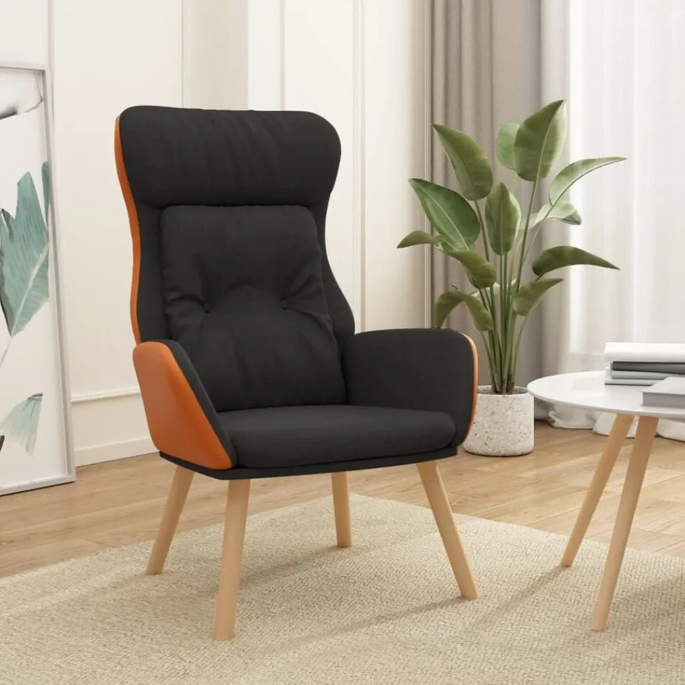 vidaXL Sillón de relax de tela y PVC Negro Sale