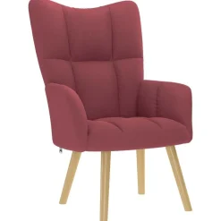 vidaXL Sillas-Sillón de relax de tela color rojo tinto