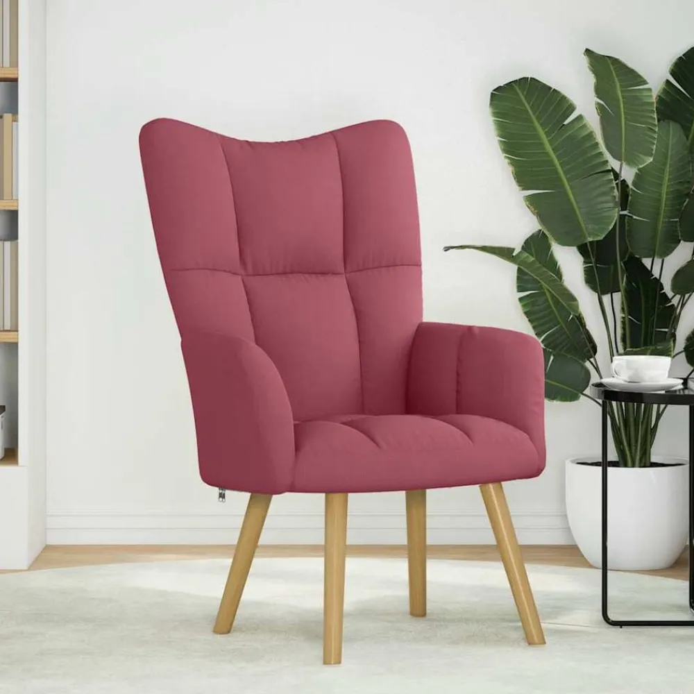 vidaXL Sillas-Sillón de relax de tela color rojo tinto