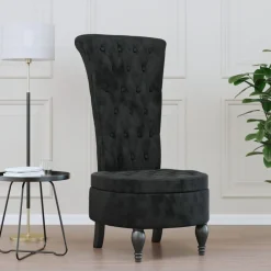 vidaXL Sillón de respaldo alto con botones terciopelo Negro Discount