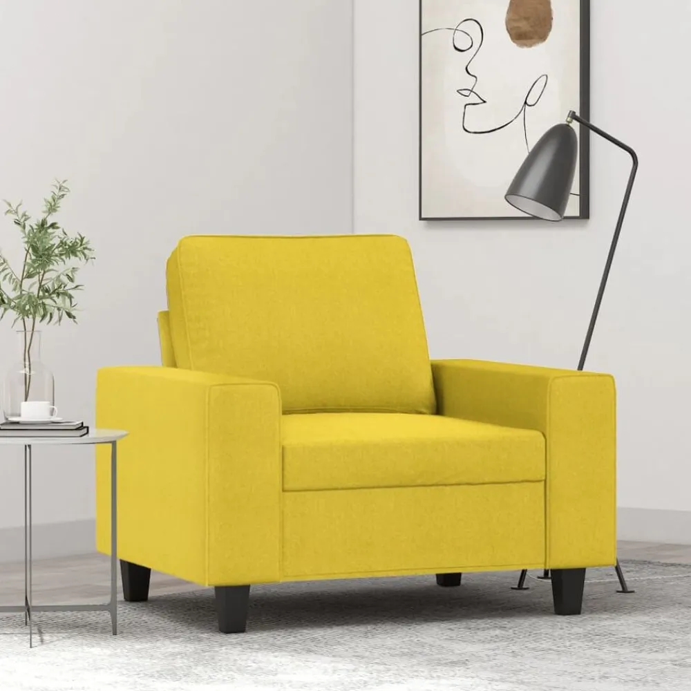vidaXL Sillón de tela 60 cm Amarillo claro Sale