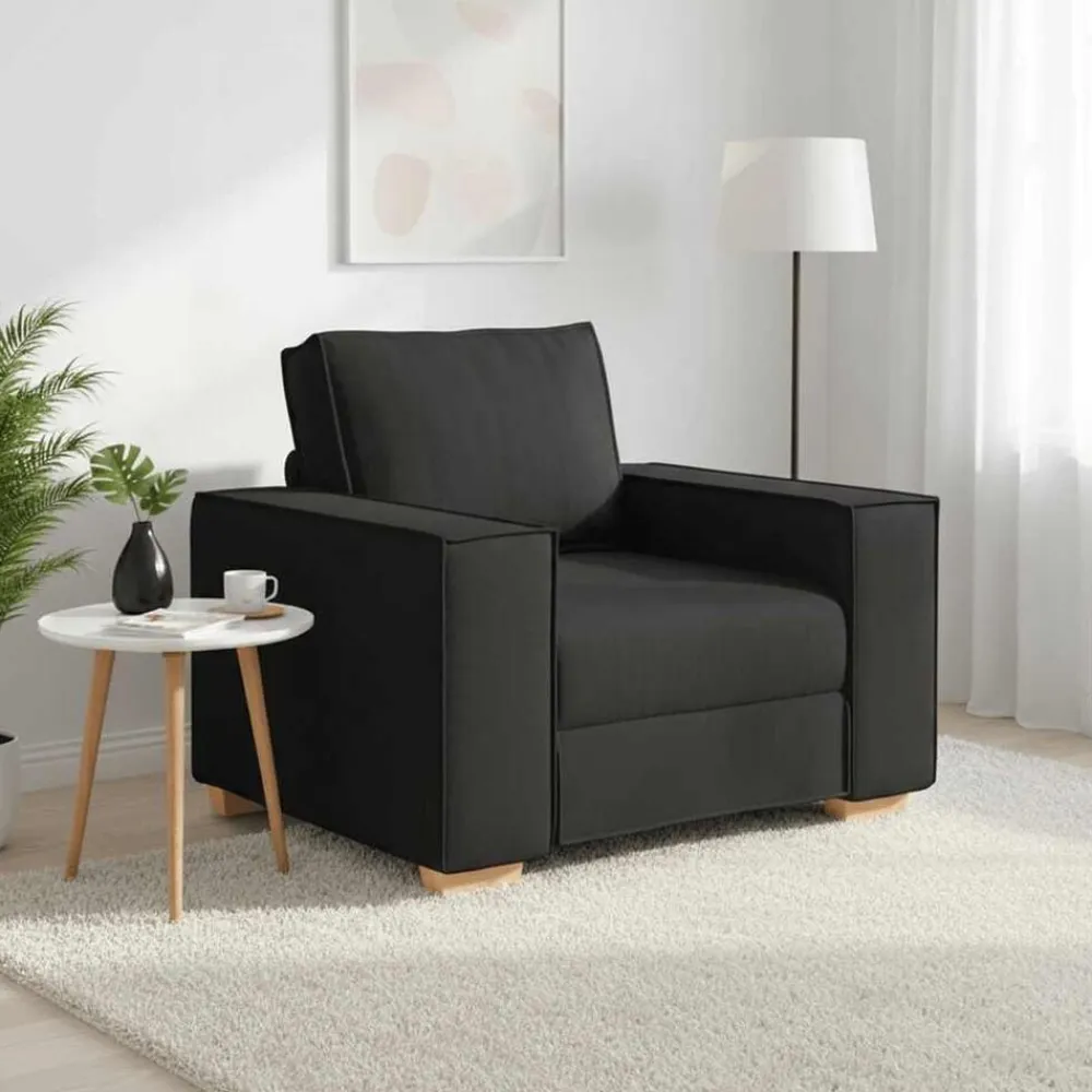 vidaXL Sillón de tela negra de 100x78x84 cm Negro New