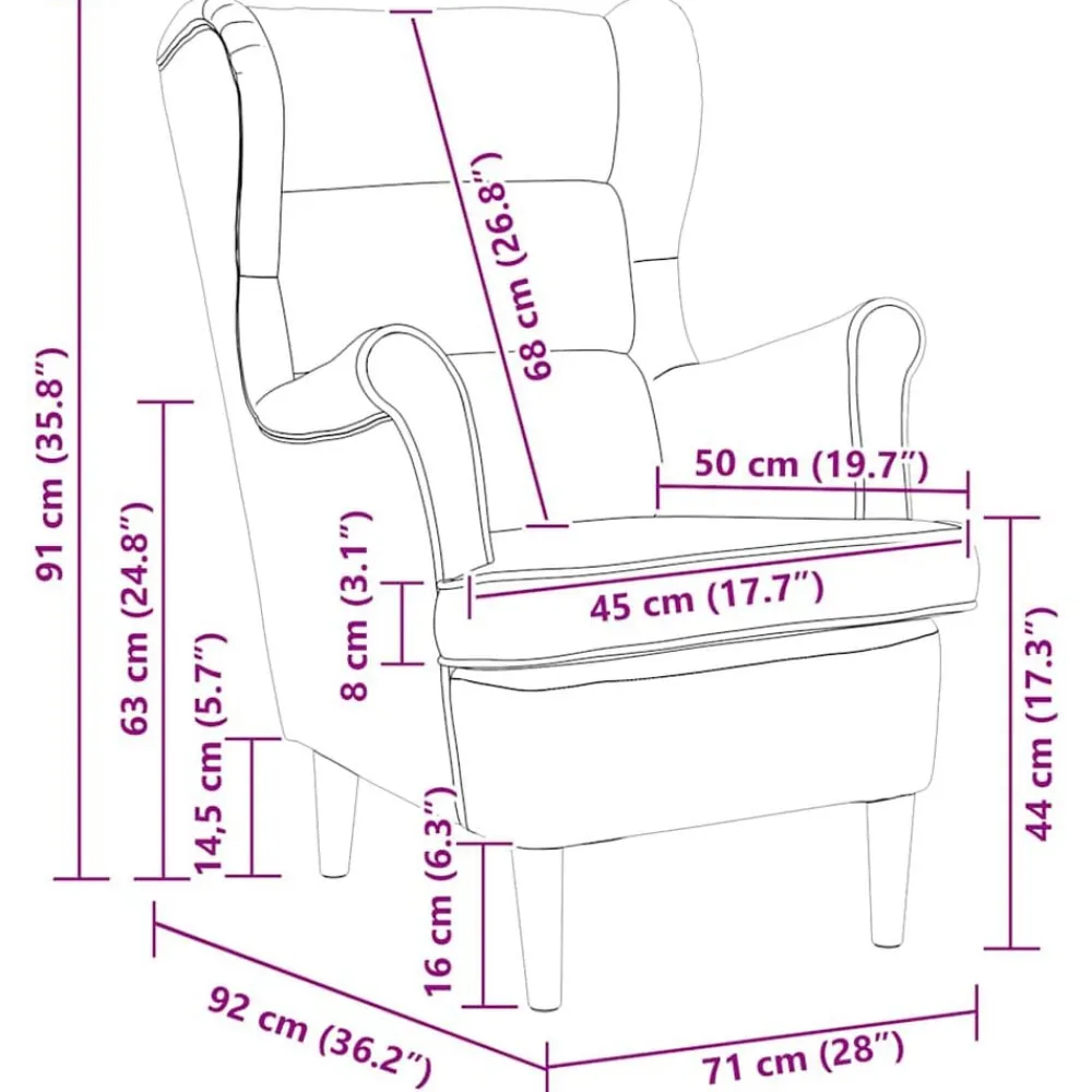vidaXL Sillas-Sillón de tela 74x84x100 cm