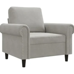vidaXL Sillón de terciopelo 60 cm Gris claro Discount