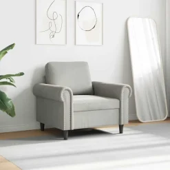 vidaXL Sillón de terciopelo 60 cm Gris claro Discount